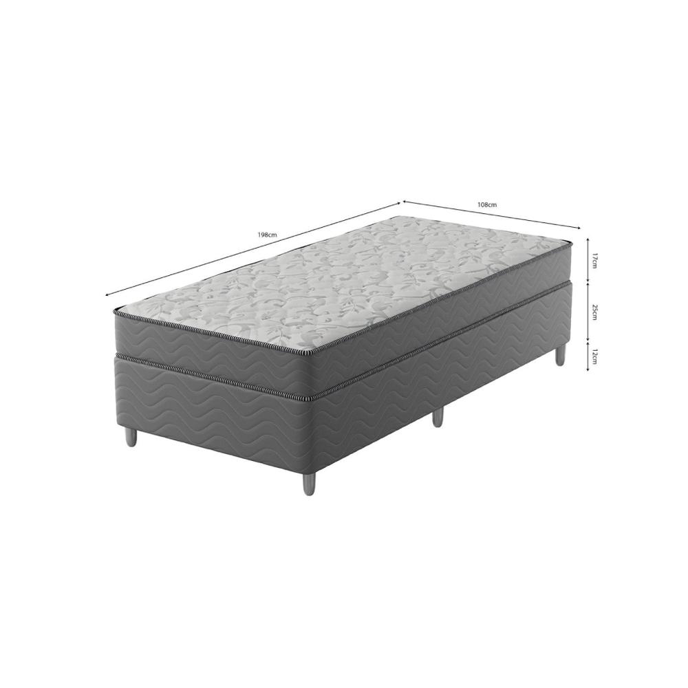 Miniatura Cama Box Solteiro D45 Of 108x198x0,42 Cinza/Branco