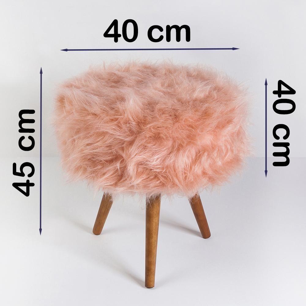 Miniatura Puff Puf Decorativo Tumir Pelo Sintetico Rose Sone Rose