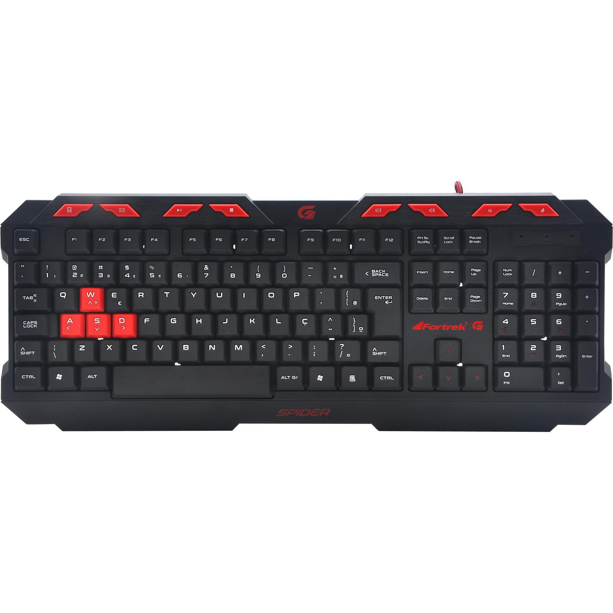 Miniatura Teclado Gamer Spider Gk706 Preto/Vermelho Fortrek Multimídia