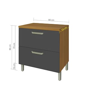 Balcão Nesher Princesa 1 Porta 1 Gaveta – 80cm Freijo/Grafite