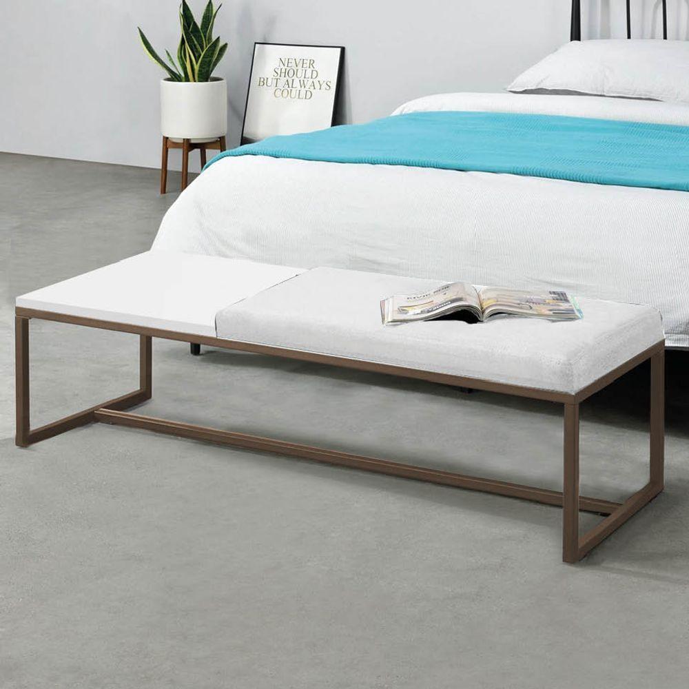 Miniatura Calçadeira Recamier Londres 195cm Marrom Sintético Branco Mdf Branco - Ahazzo Móveis