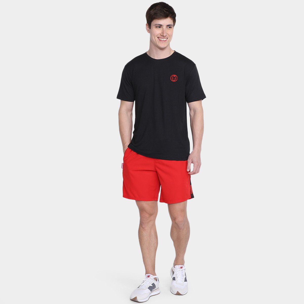 Miniatura Bermuda Mooncity Marvel Tactel Masculina Vermelho - G