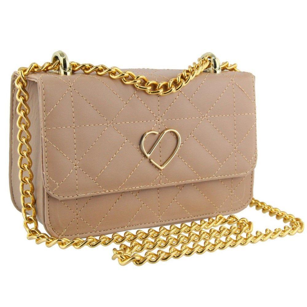 Miniatura Bolsa Transversal Casual Feminino Alça Corrente Detalhe Em Metal E Costuras