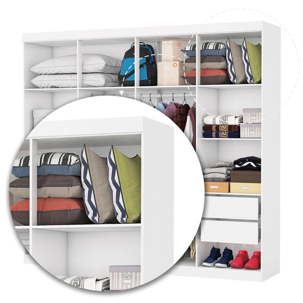 Guarda-roupa Stanley 8 Portas 4 gavetas com Espelho Branco