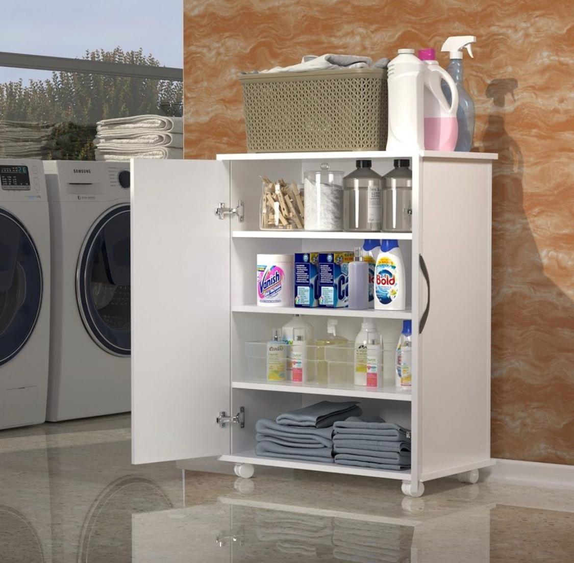 Miniatura Armário 2 Portas Sapateria Com Rodinha Branco Mod03 72x60cm