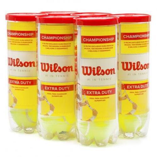 Miniatura Kit 6 Tubos Bola Tênis Wilson Championship Extra Duty 3Un