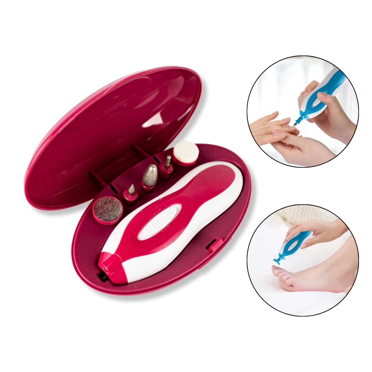Miniatura Kit Lixadeira Elétrica Recarregável Unhas Pé Mão + 5 Brocas