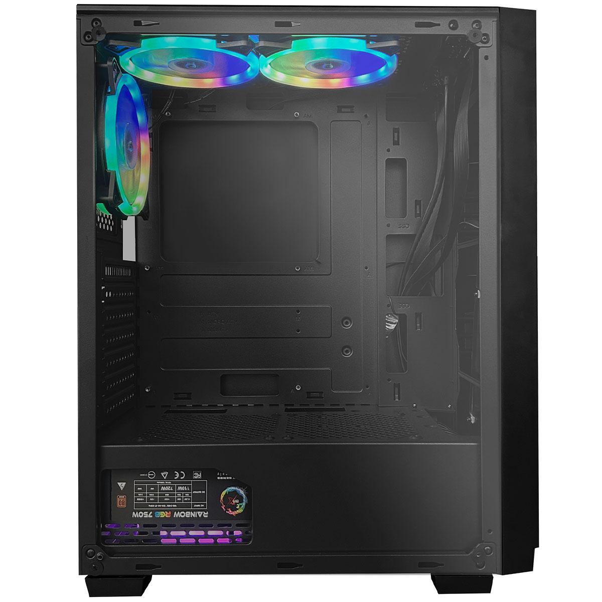 Gabinete Gamer Brx Black Neon, Atx, Lateral Em Vidro