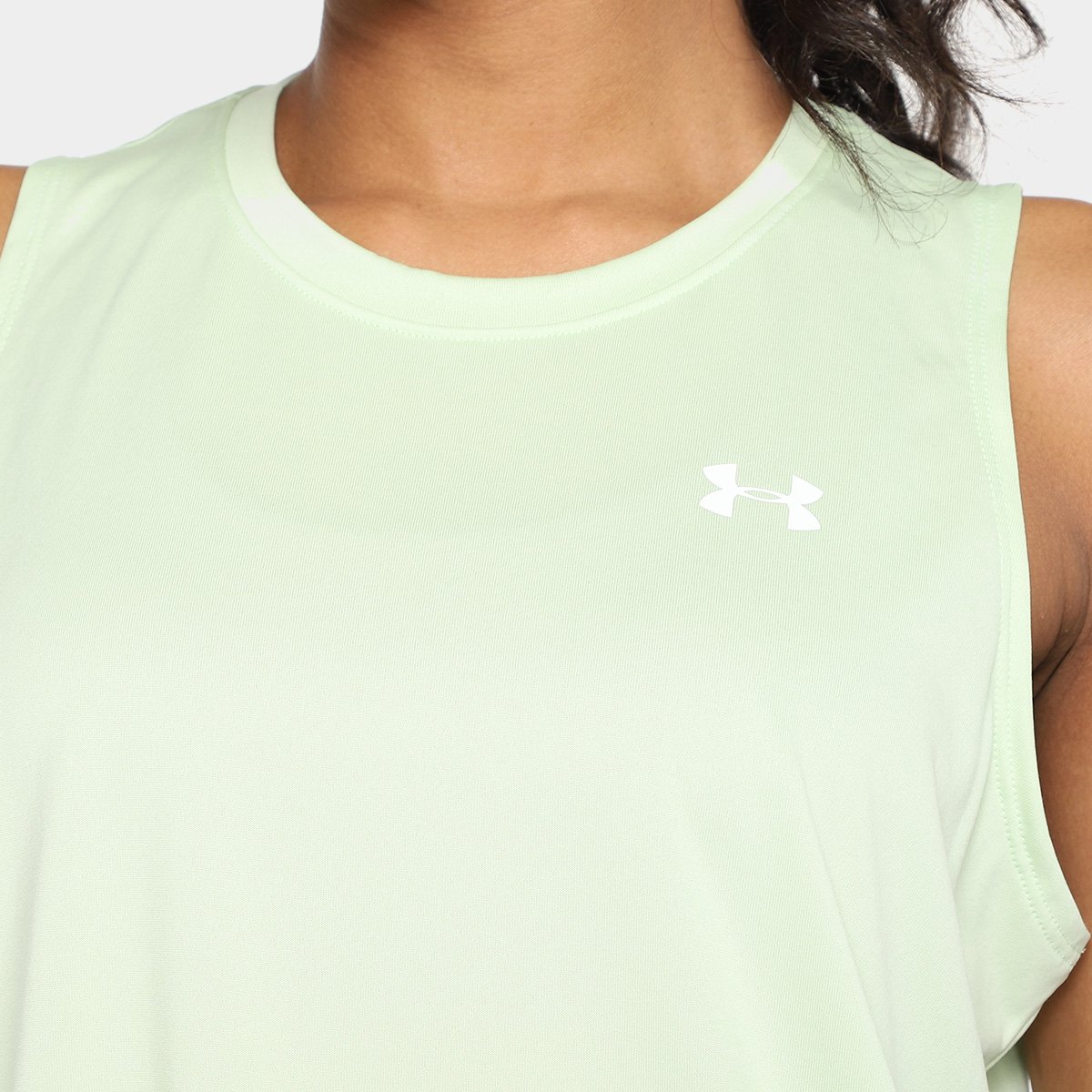 Miniatura Regata Under Armour Tech Tank Solid Feminino Verde Claro+Branco - G