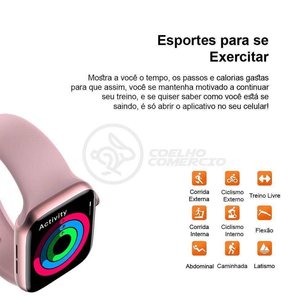 Relógio Smartwatch Hw22 Rosa Ligações Monitor Cardíaco