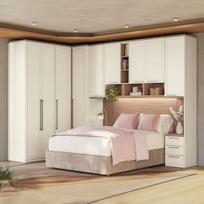 Miniatura Guarda-roupa Modulado Canto Reto 166 Toledo 9 Portas e 9 Gavetas Casal 7 peças 176,6 cm largura - Areia/Wood
