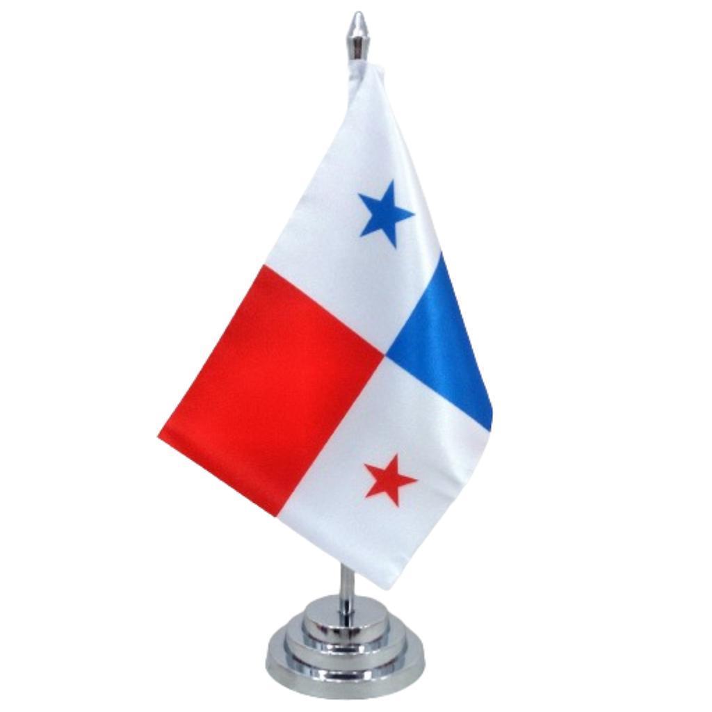 Miniatura Bandeira Mesa Dupla Face Panamá Mastro 29 Cm Alt