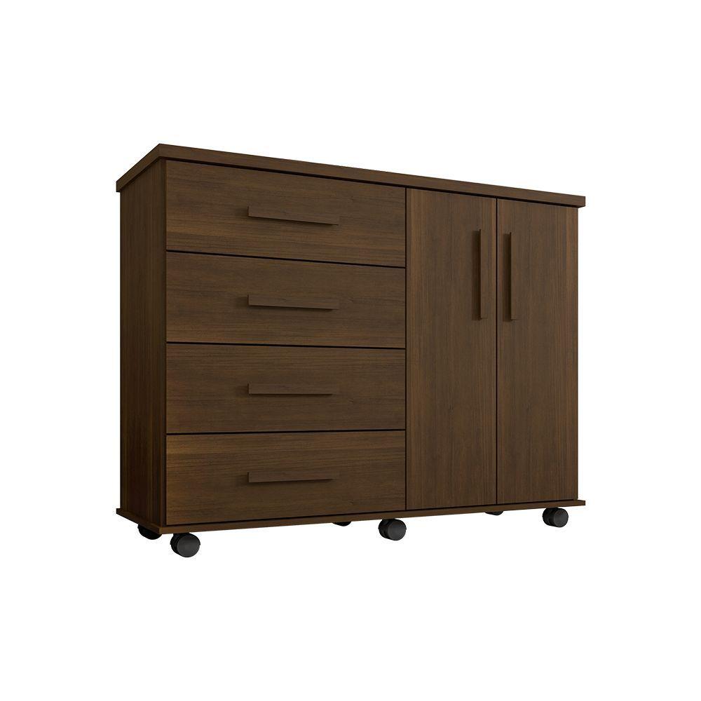 Miniatura Cômoda Geval Encanto Com 04 Gavetas 02 Portas E Rodízios - Imbuia - Cor: Marrom