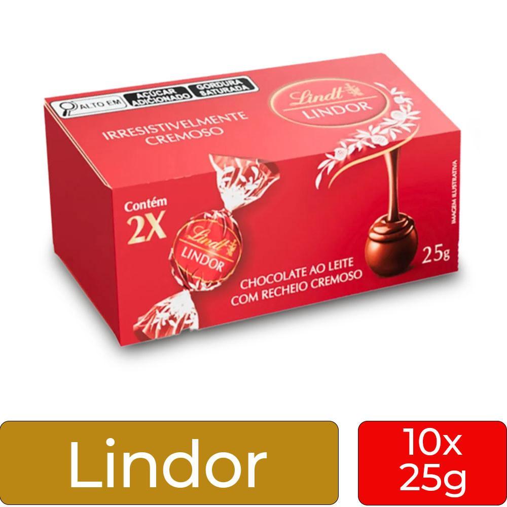 Miniatura Trufa Lindt Lindor Duo Milk Ao Leite Kit 10 Caixas De 25G
