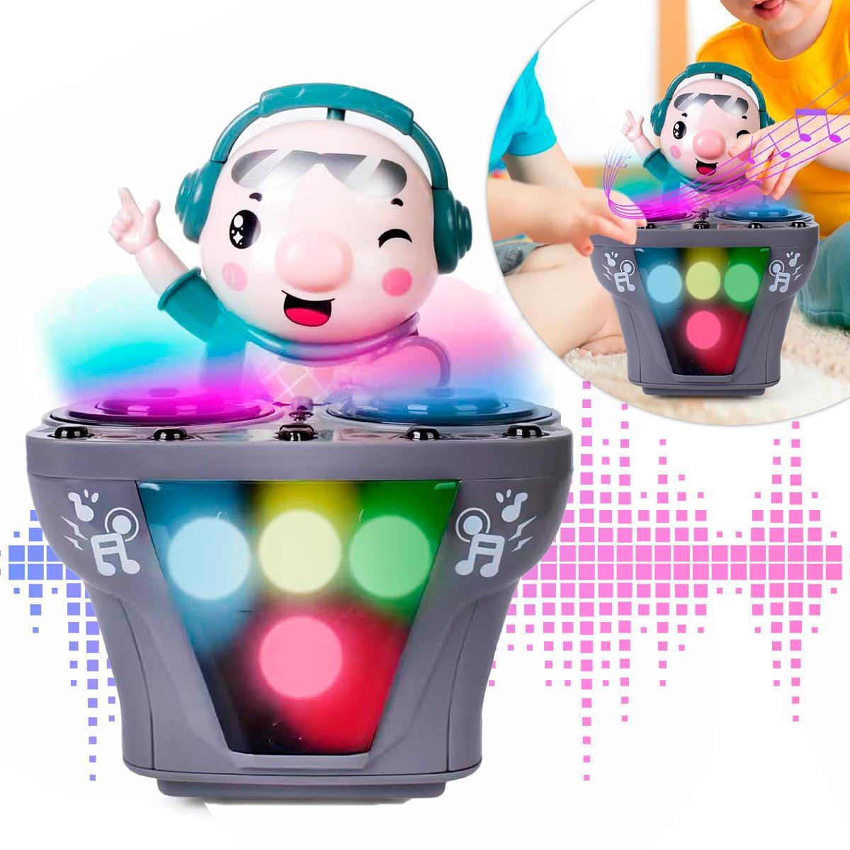 Miniatura Dj Porquinho Dançante Luz Som Brinquedo Robô Criança