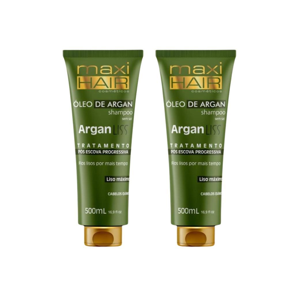 Miniatura Shampoo Maxihair 500Ml Argan Liss Pos Escova - Kit Com 2Un