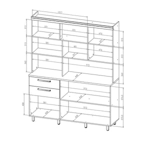 Miniatura Cozinha Compacta Nesher Nobreza com 5 Portas, 2 Gavetas e 2 Prateleiras - 160cm de largura