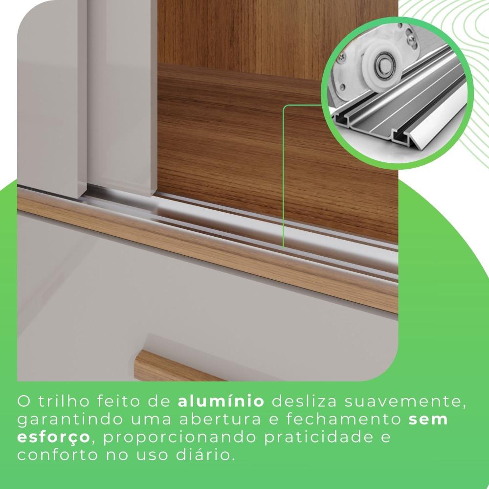 Guarda Roupa Casal 3 Portas 9 Gavetas Luana Sallêto Móveis Cinamomo/Off-White