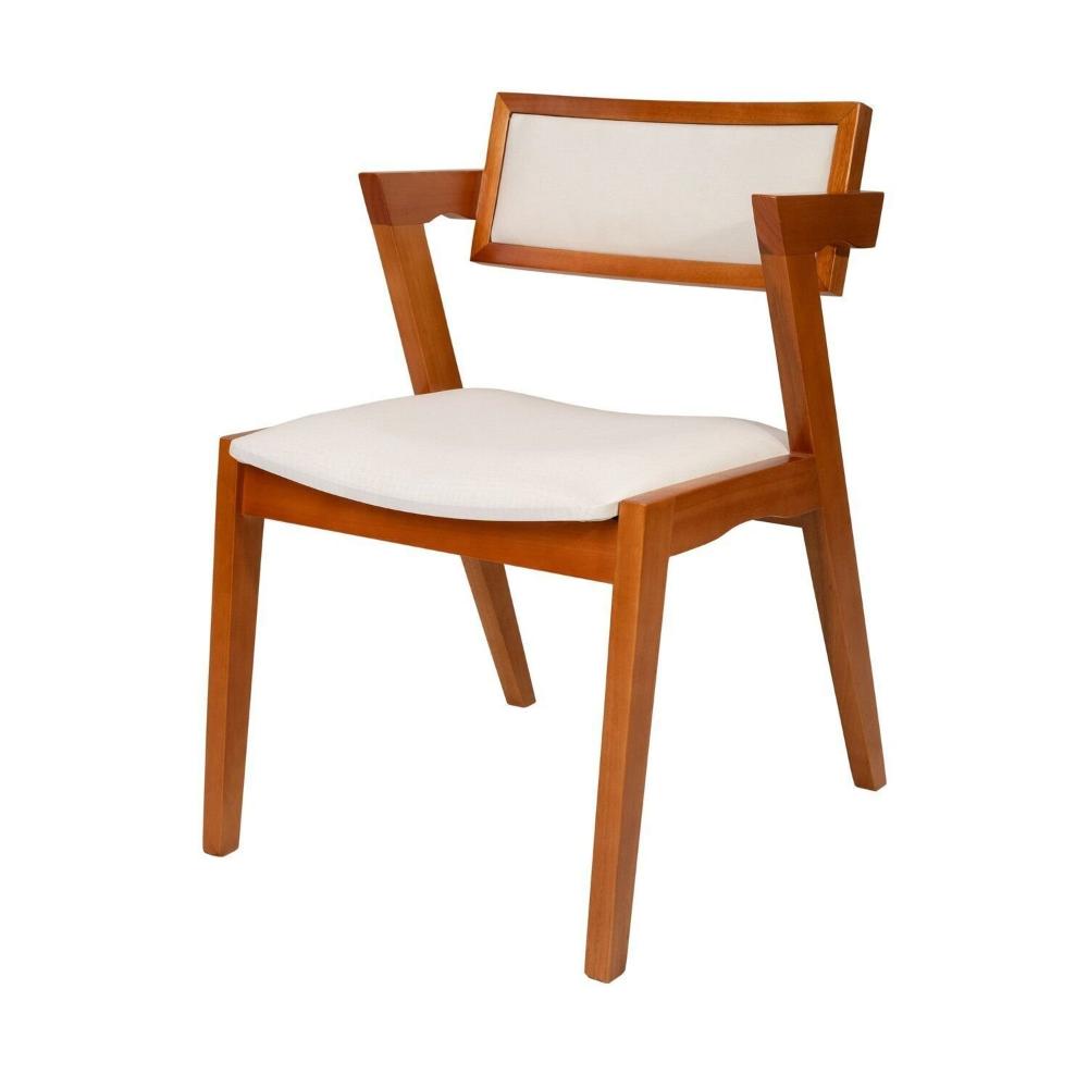 Conjunto Mesa Fortaleza com 6 Cadeiras em Madeira e Estofada Ímola Authentic Espresso Móveis Champagnhe/Off White