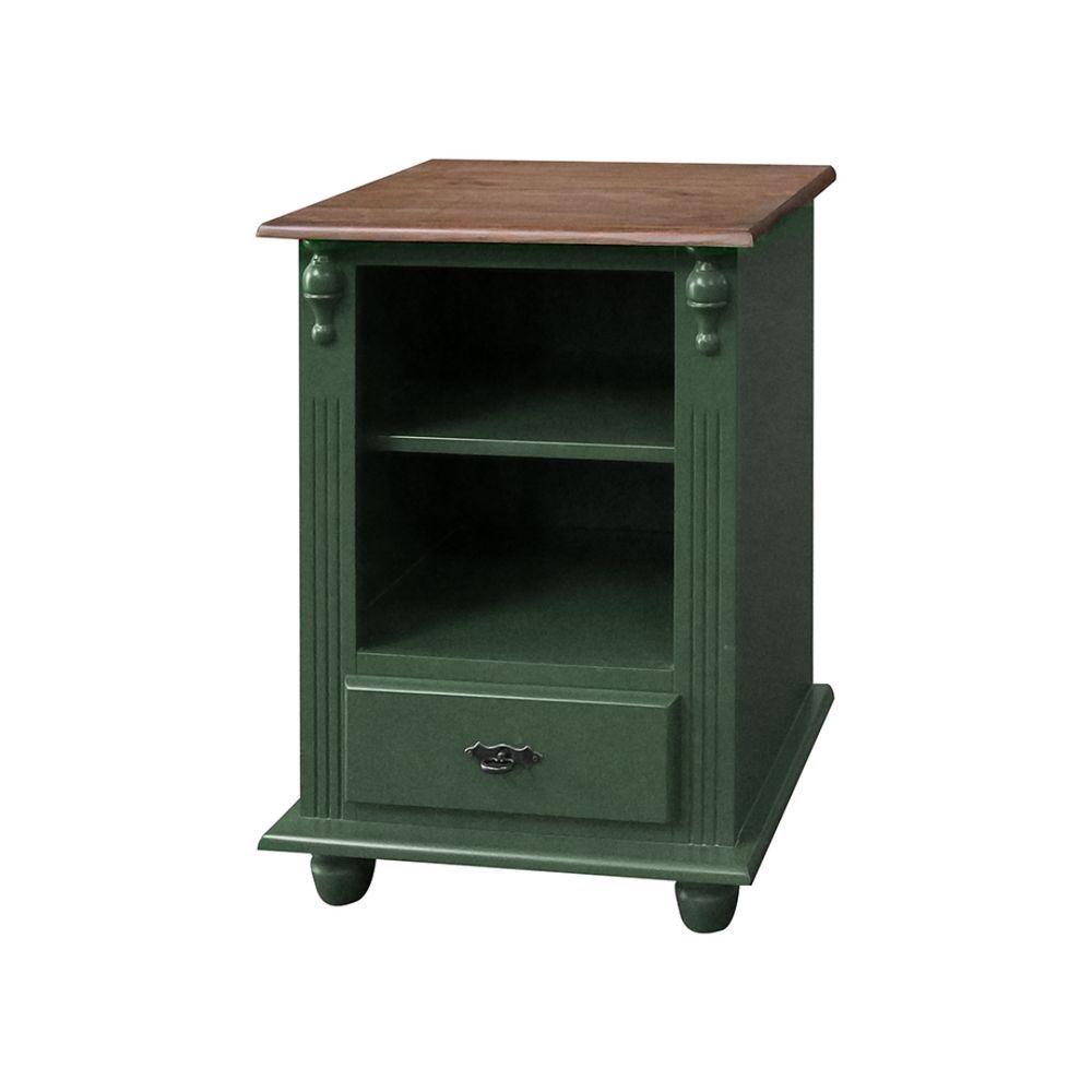 Miniatura Mesa De Cabeceira 1 Gaveta - Pés Torneados Verde Kalle Laca Com Imbuia Glazer