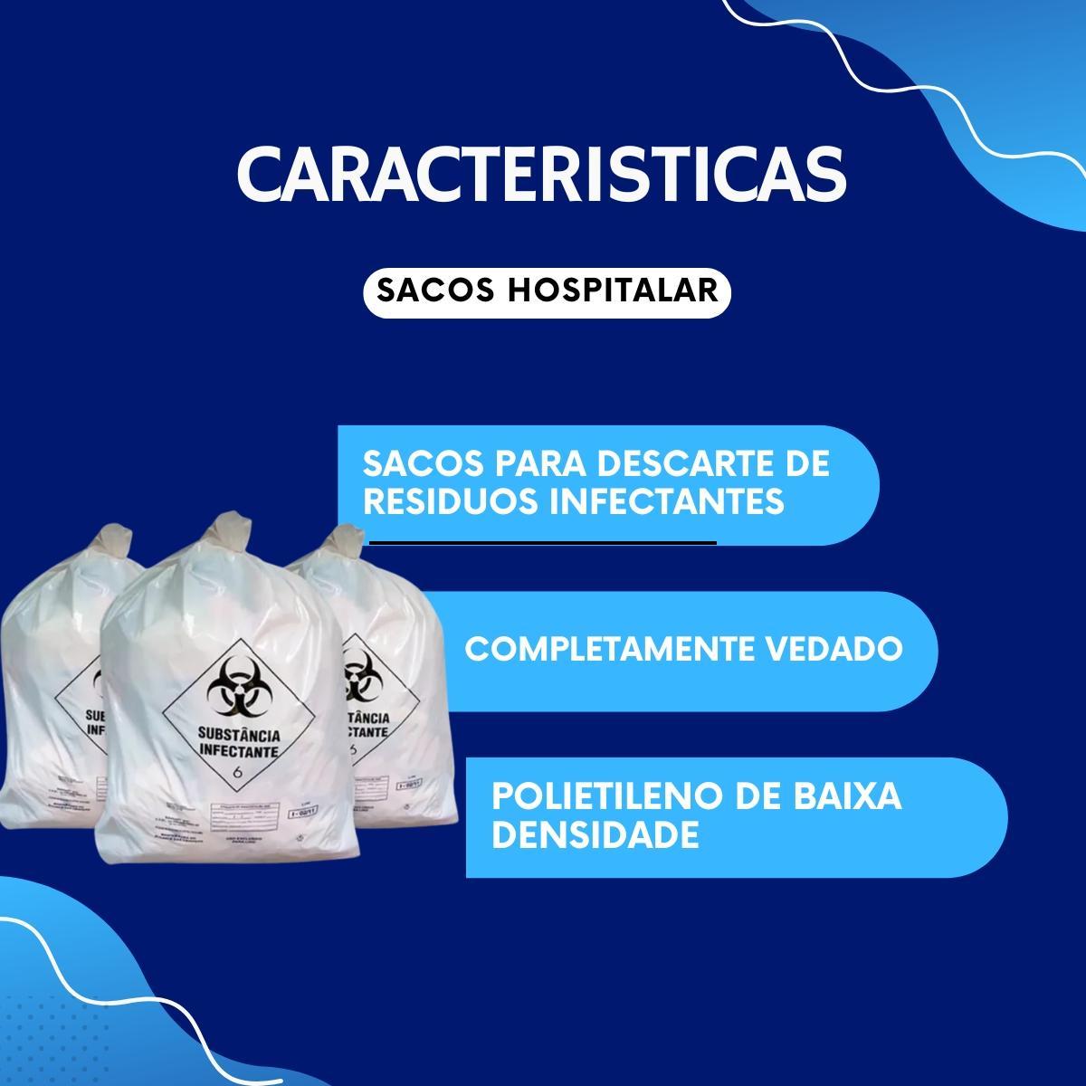 Miniatura Saco Lixo Infectante 15L Hospitalar Descarte Resíduo 100Un