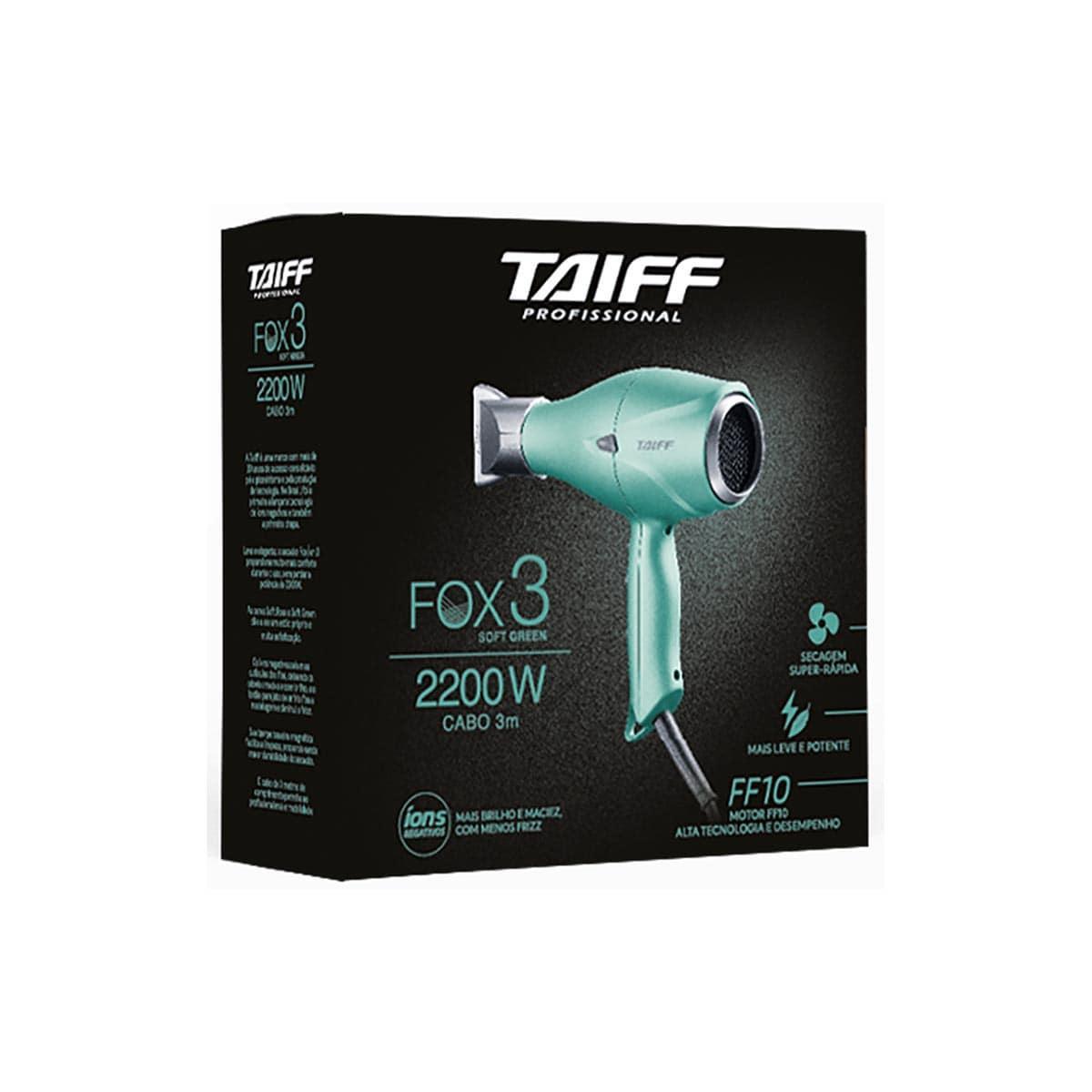 Secador Cabelo Taiff Fox Ion 3 Soft Green Profissional 2200W