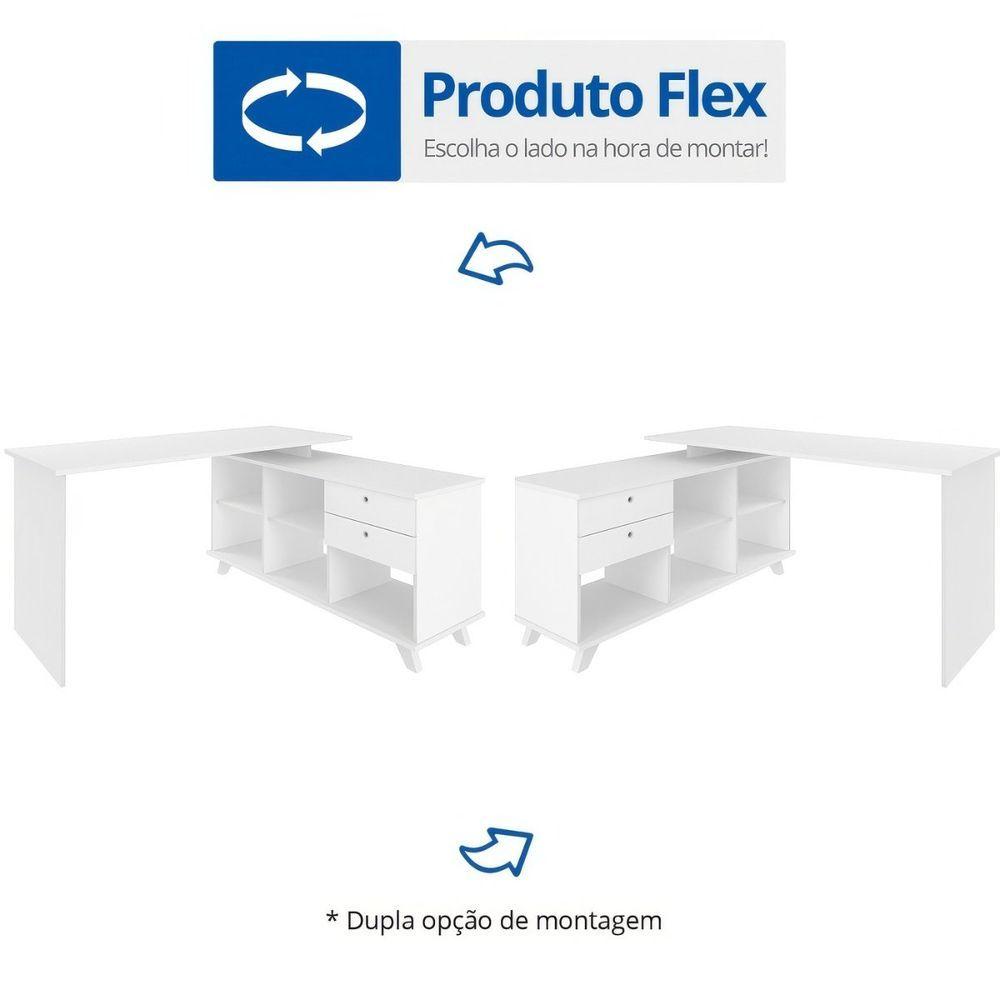 Miniatura Escrivaninha Mesa Em L Escritório Com Gavetas E Nichos Gold Branco