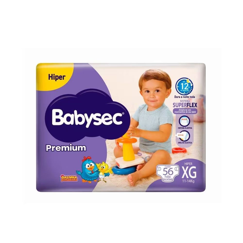Miniatura Fralda Babysec Premium Hiper Tamanho XG 56 Unidades
