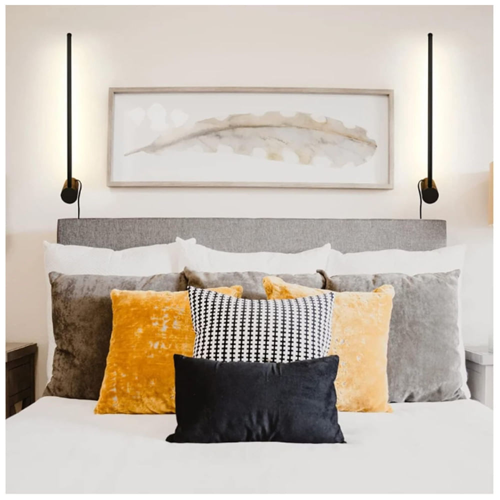 Miniatura Conjunto de Luminária de Parede com Fio, Estilo Moderno, Tamanho 60 cm e 2 Peças, Adequada para Quarto, Sala de Estar e Cozinha, 110V, Mikeru, Preta 110v