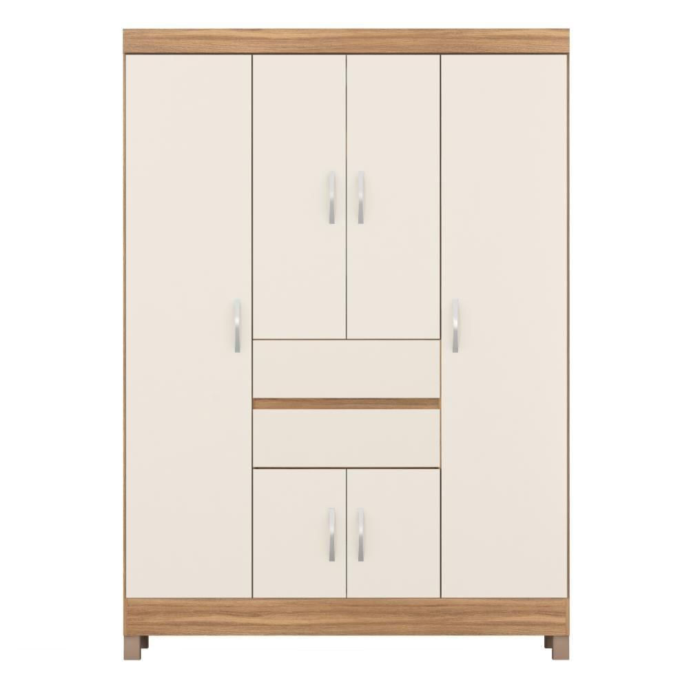 Miniatura Guarda-roupa Com 6 Portas E 2 Gavetas 128cm Multimóveis Cr35283 Amêndola/off White