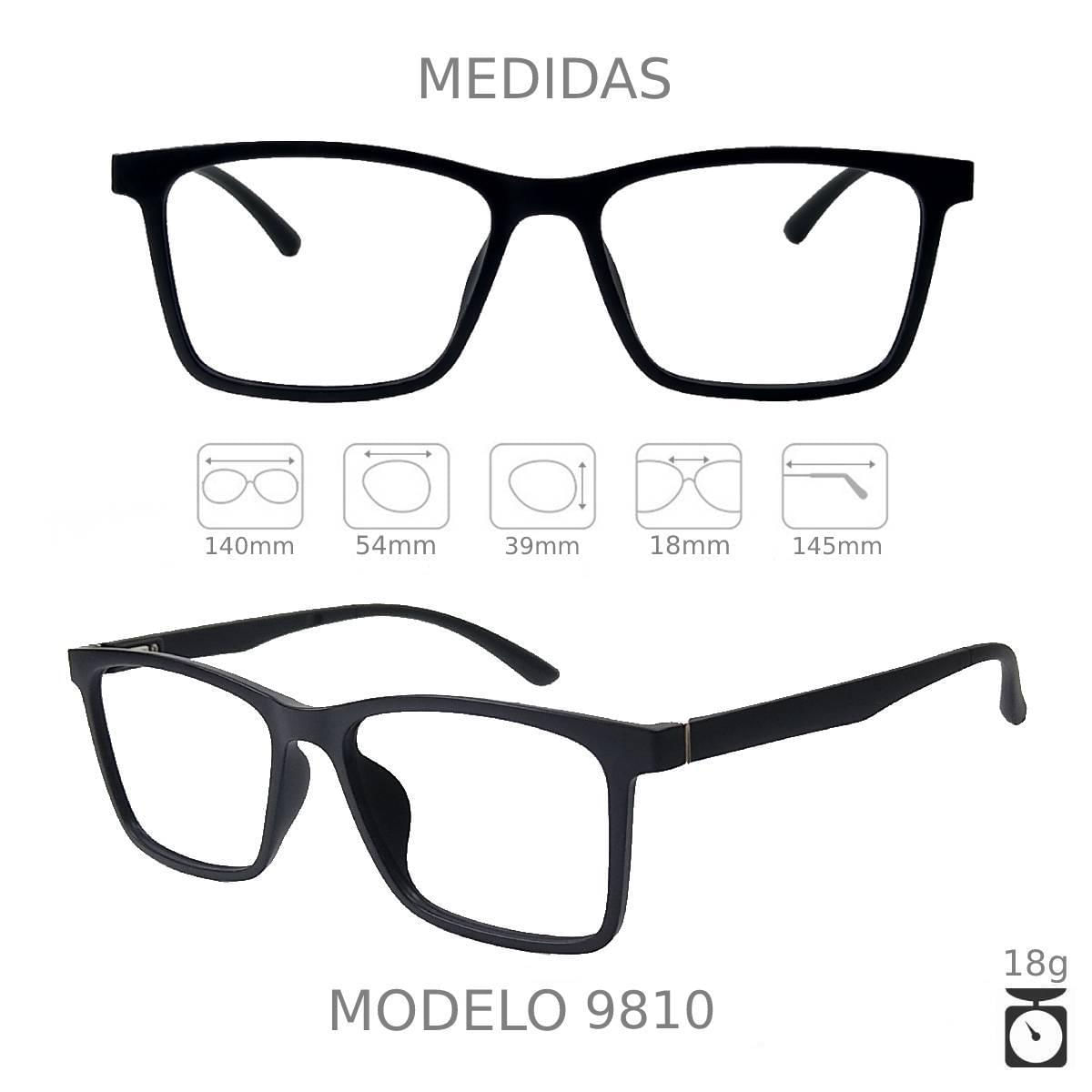 Miniatura Clip On Armação Óculos De Grau Sol Masculino 6 Em 1 Mod 9810