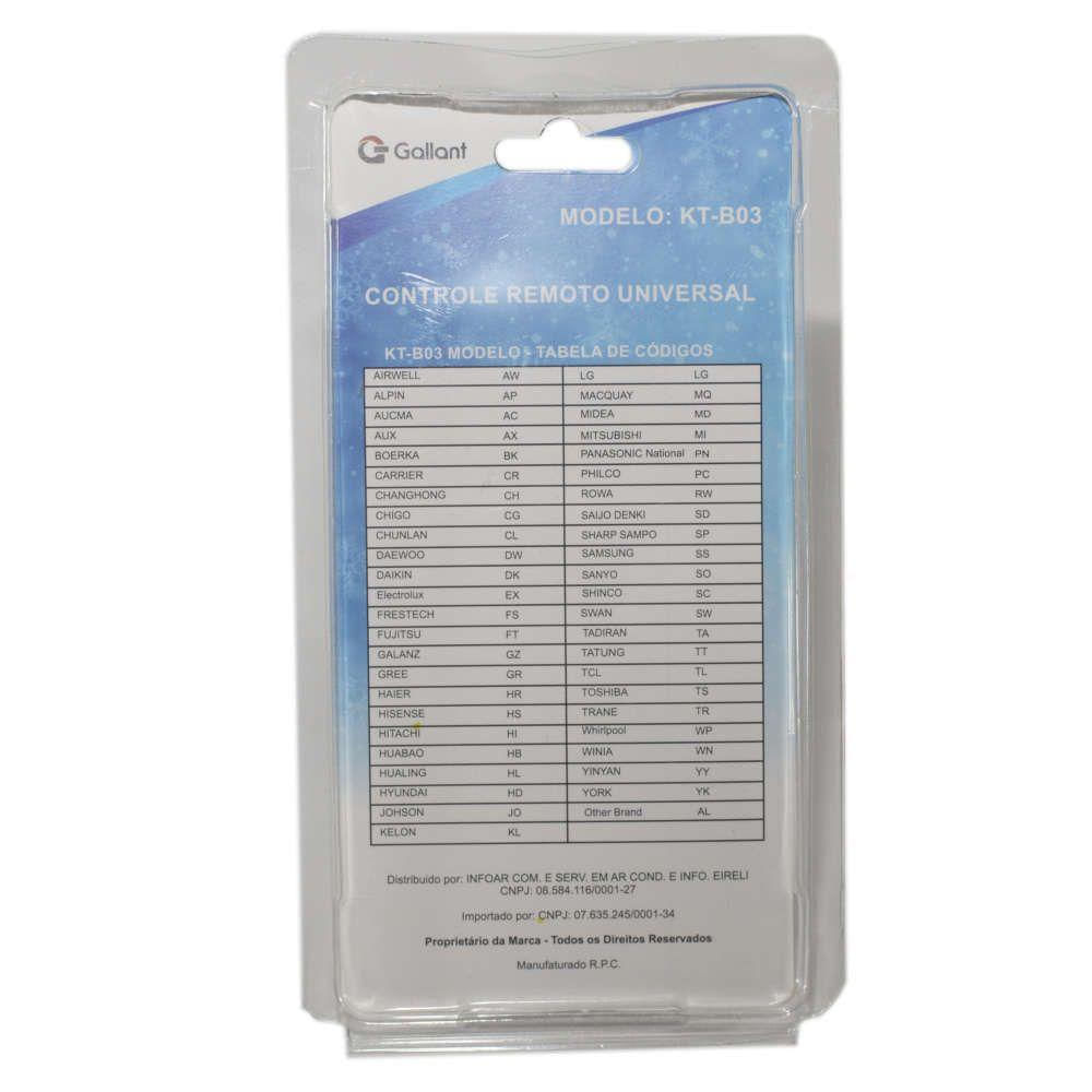 Miniatura Controle Remoto Universal Gallant Branco p/ Ar Condicionado