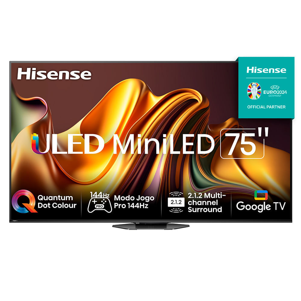 Miniatura Smart TV Hisense QLED Mini UHD 4K 75" Polegadas Frequência 144 Hz e Wi-Fi - 75U86LUA Bivolt