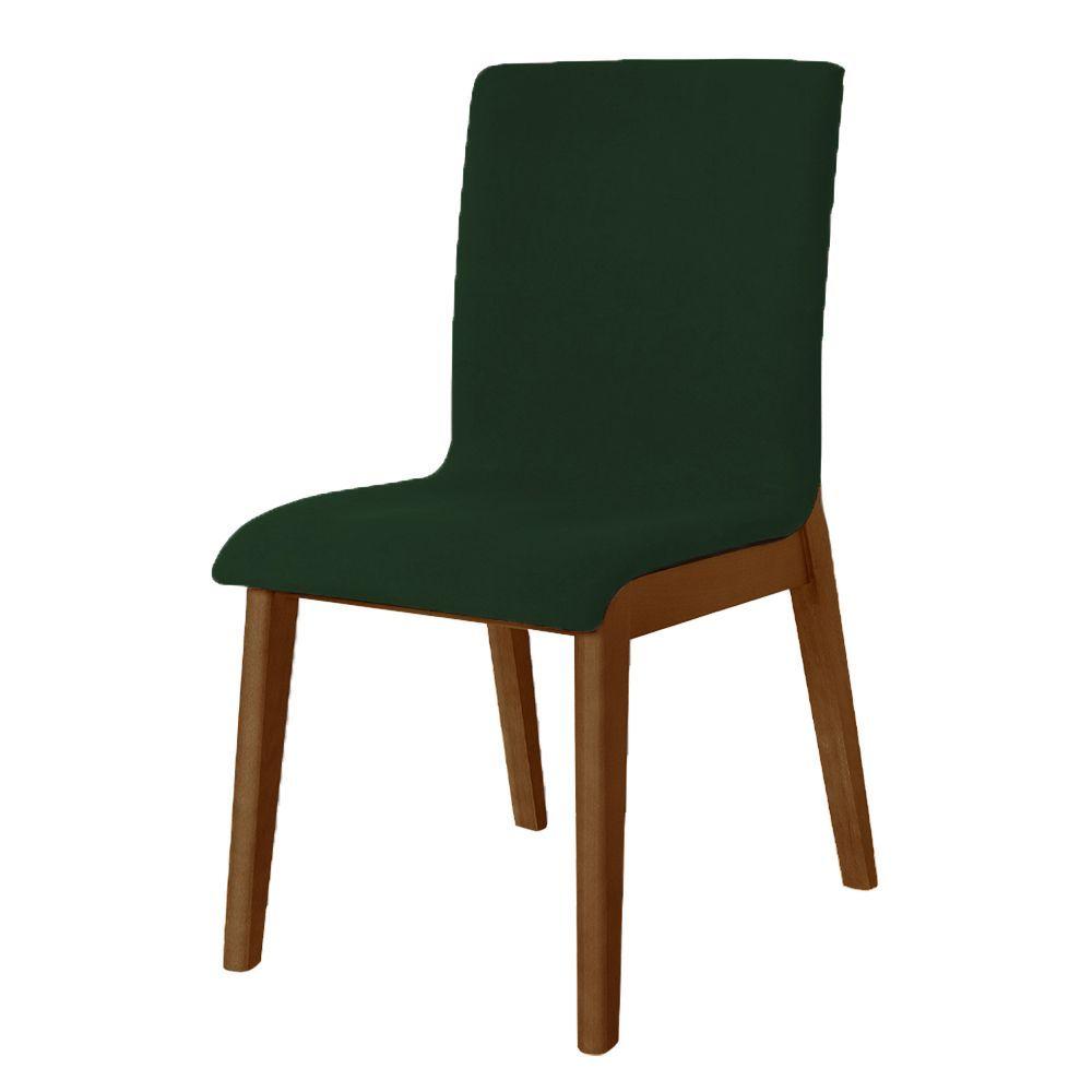 Miniatura Kit 2 Cadeiras De Jantar Diamante Estofada Em Veludo Verde Base Madeira Maciça Imbuia