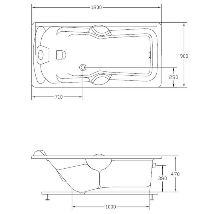 Miniatura Banheira de Hidromassagem Ouro Fino Acrillic Individual Standard 1,80m x 90cm x 47cm 05 Jatos