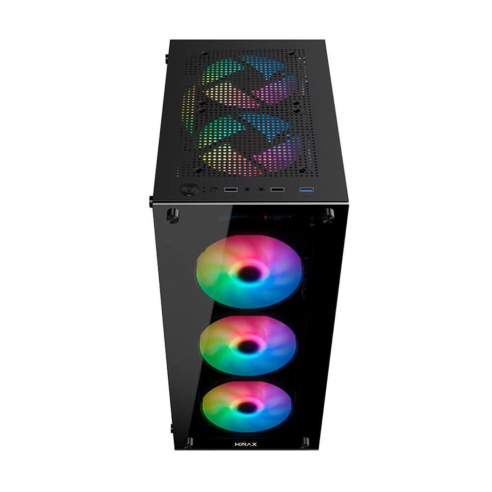 Miniatura Gabinete Gamer Hyrax HGB210, Mid Tower, ATX,  Lateral e Frontal em Vidro Temperado, Sem Fans, Preto - HGB210B
