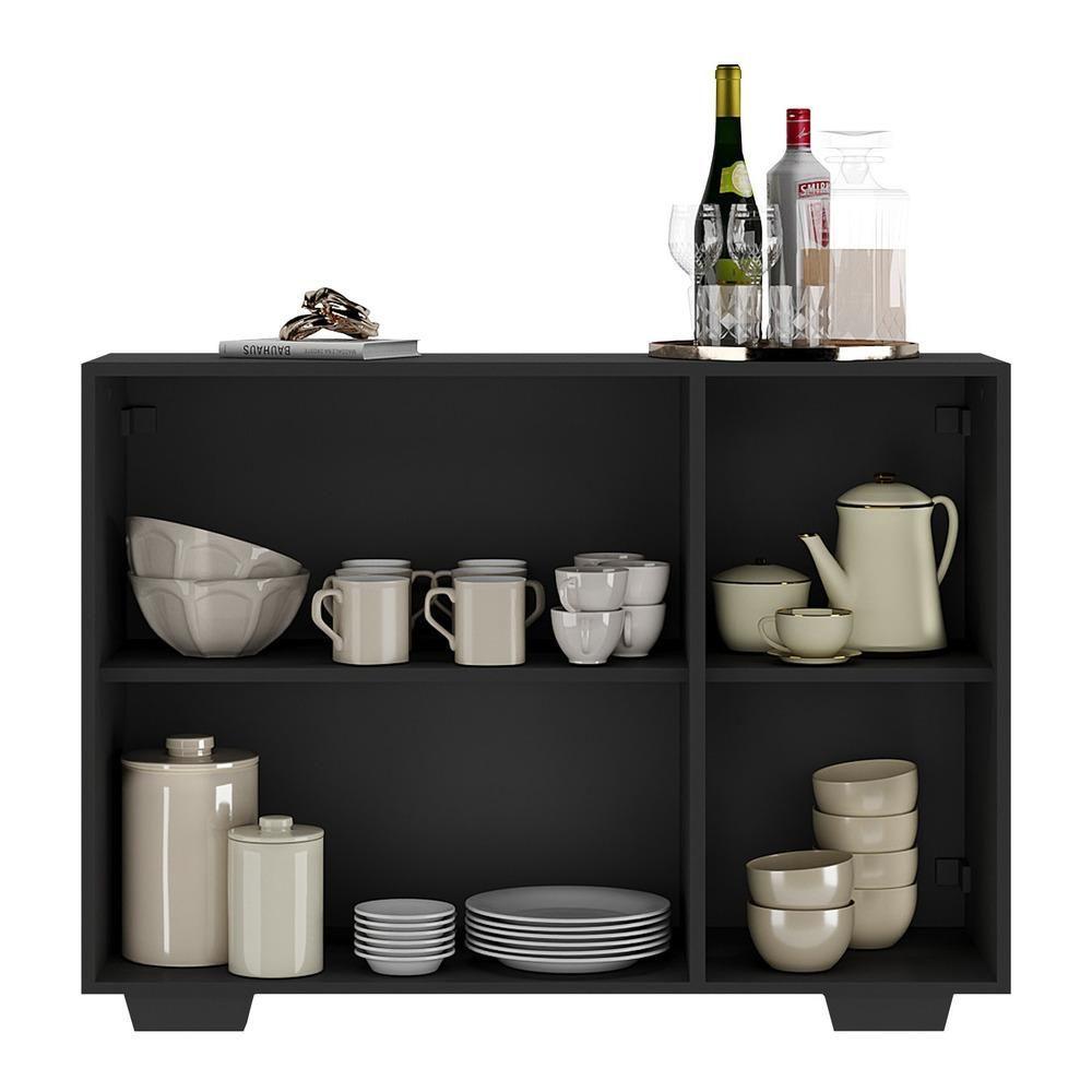 Aparador Buffet 2 Portas Com Espelho Vegas V3614 Preto