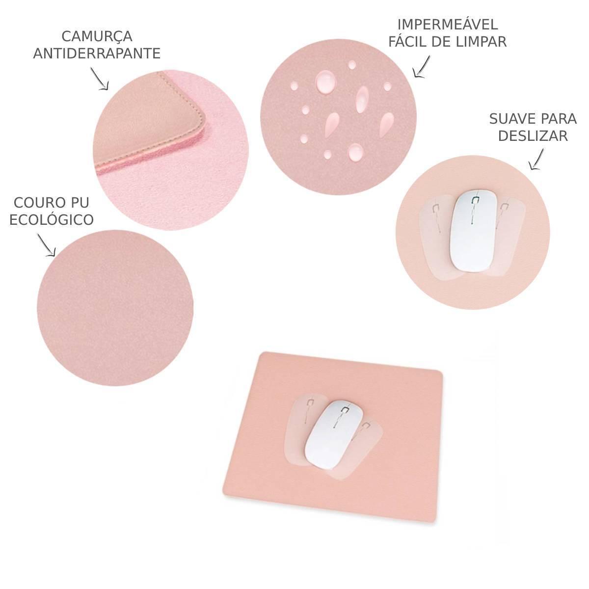 Miniatura Kit 10 Mouse Pad Pequeno 20X20 Couro Sintético Quadrado Rosa