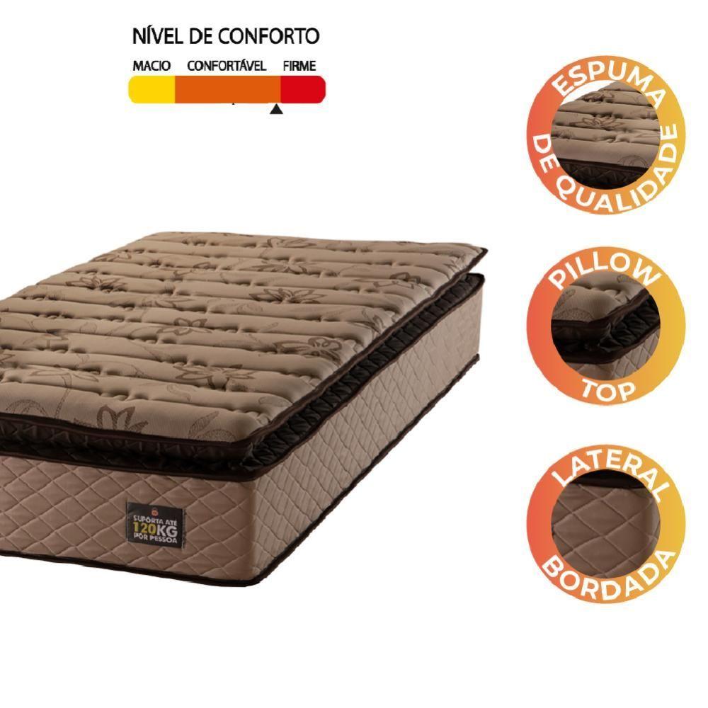 Miniatura Colchão Solteiro Espuma D33 Pillow Top Van Gogh 88x188x29cm Marrom Hellen - Café