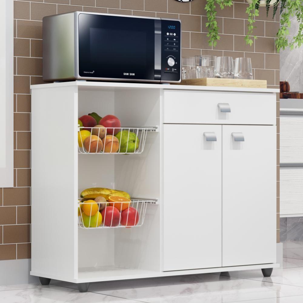 Miniatura Armário Balcão Com Fruteira Renata 2 Portas 1 Gaveta Branco