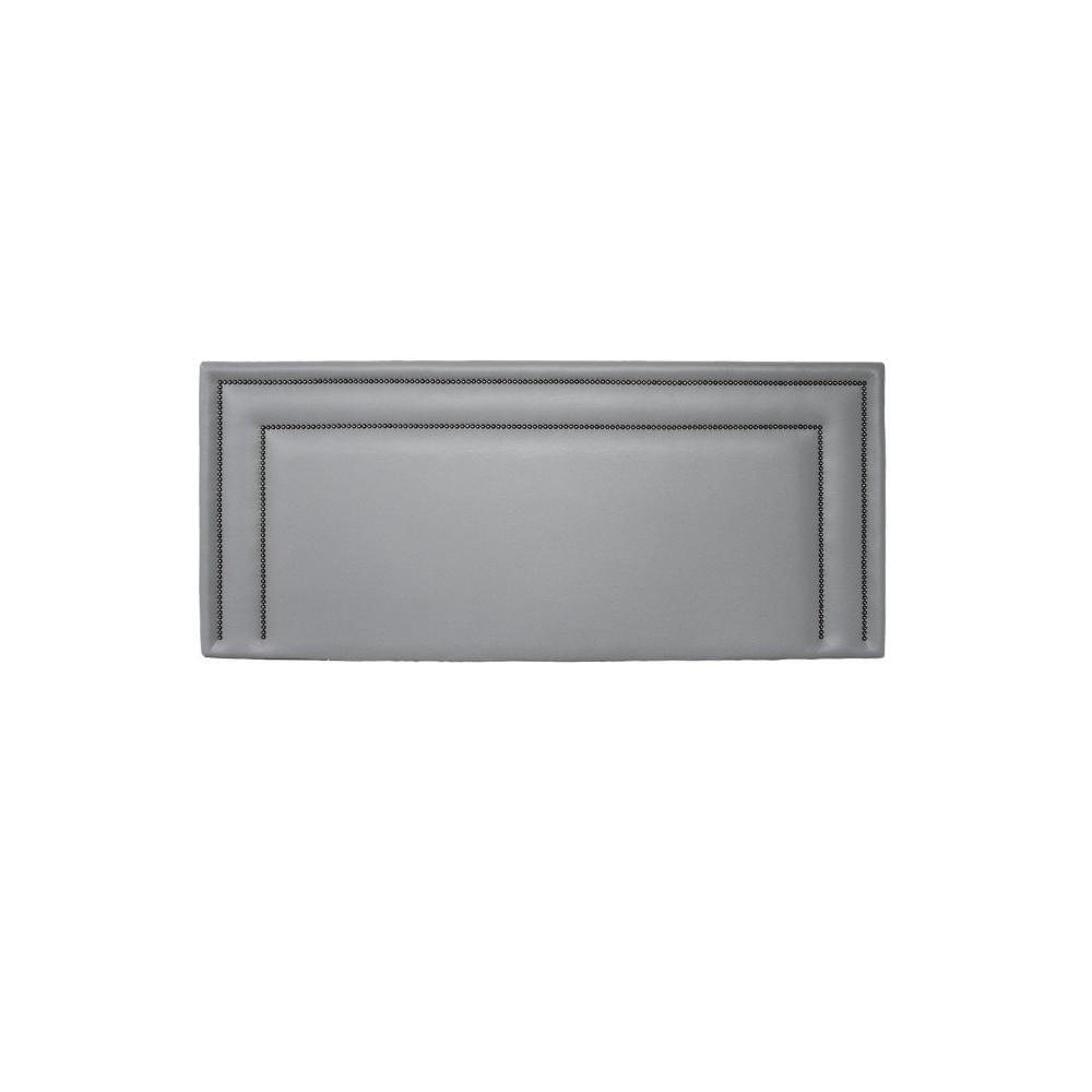 Miniatura Cabeceira Casal Estofada para Cama Box com Tachas 140x60cm Reta Luxo Dupla Cinza/Fumê