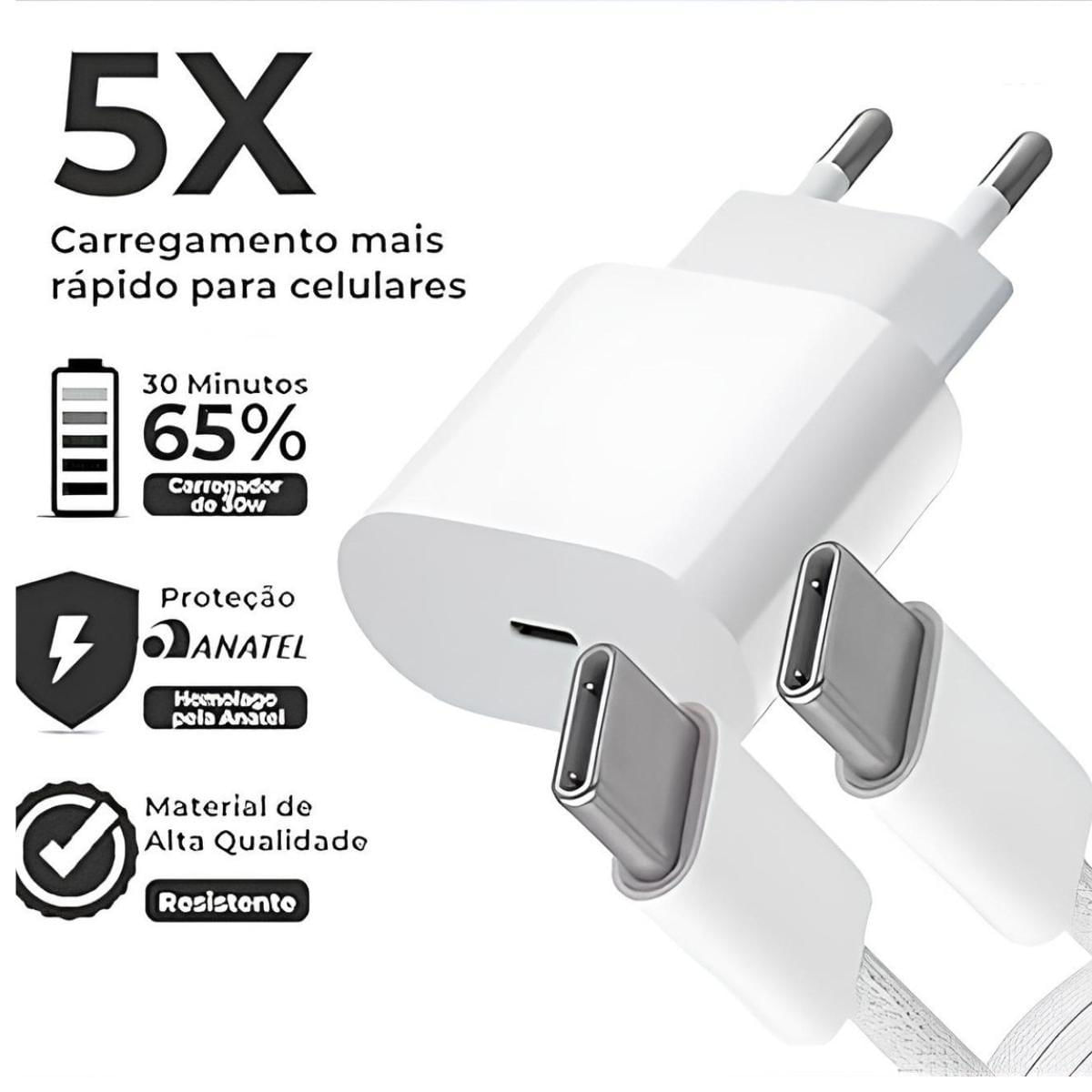 Carregador Turbo Branco Compatível Com Samsung Tipo C