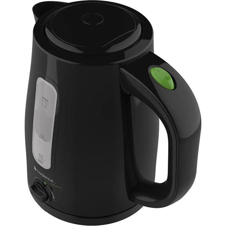 Miniatura Chaleira Elétrica Cadence Infusion, 1,7 Litros, Preta 110 Volts