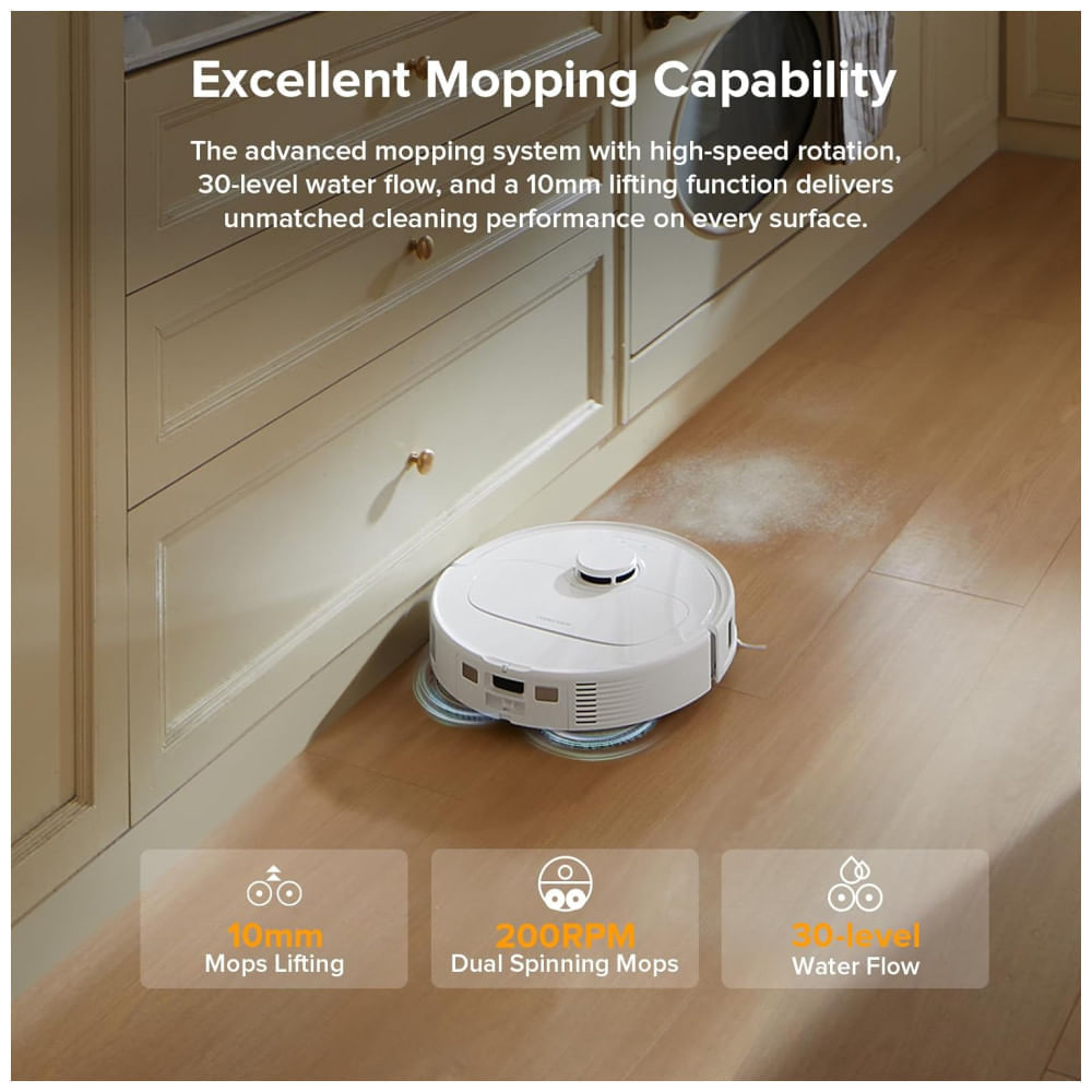 Miniatura Roborock Qrevo Series: Aspirador Robô e Mopa, 8000Pa, Escova Antienrosco, Navegação Inteligente, Estação de Carregamento Tudo-em-Um, Mops