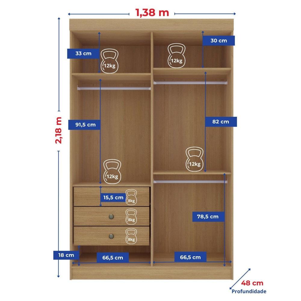Quarto Infantil Completo com Guarda-Roupa Cama 100% MDF e Cômoda Angel Cinamomo / Off White