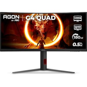 Miniatura Monitor Gamer Curvo 34" LED AOC AGON U34G4C/57 Ultrawide QHD 180Hz 0,5ms Preto e Cinza