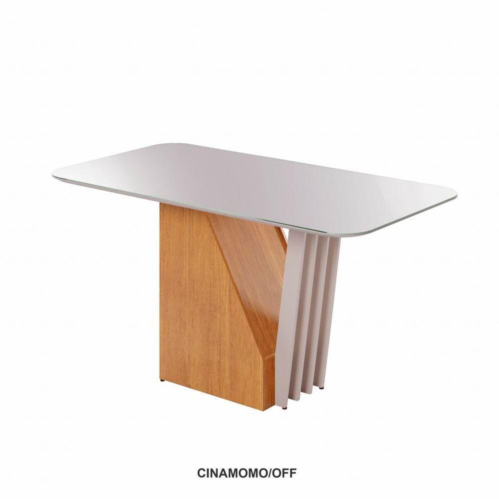 Miniatura Mesa Harpa Candian 1,20 X 0,80 Com Vidro Canto Copo Cinamomo/ Off White