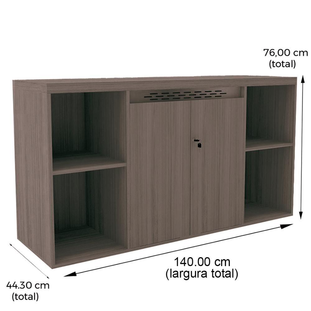Miniatura Armário Baixo Credenza Pe50 Pandin 140 Cm (Largura) Em Mdp Walnut Com Quatro Nichos E Duas Portas