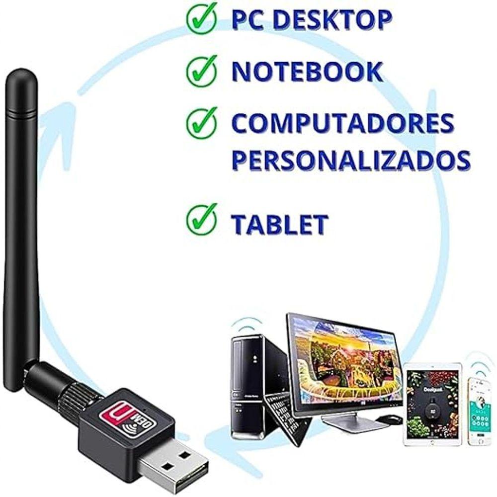 Adaptador Usb Wireless Wi-fi Band 1.800mbps Rede 2462mhz-2.0 Ethernet Com Antena Para Computador