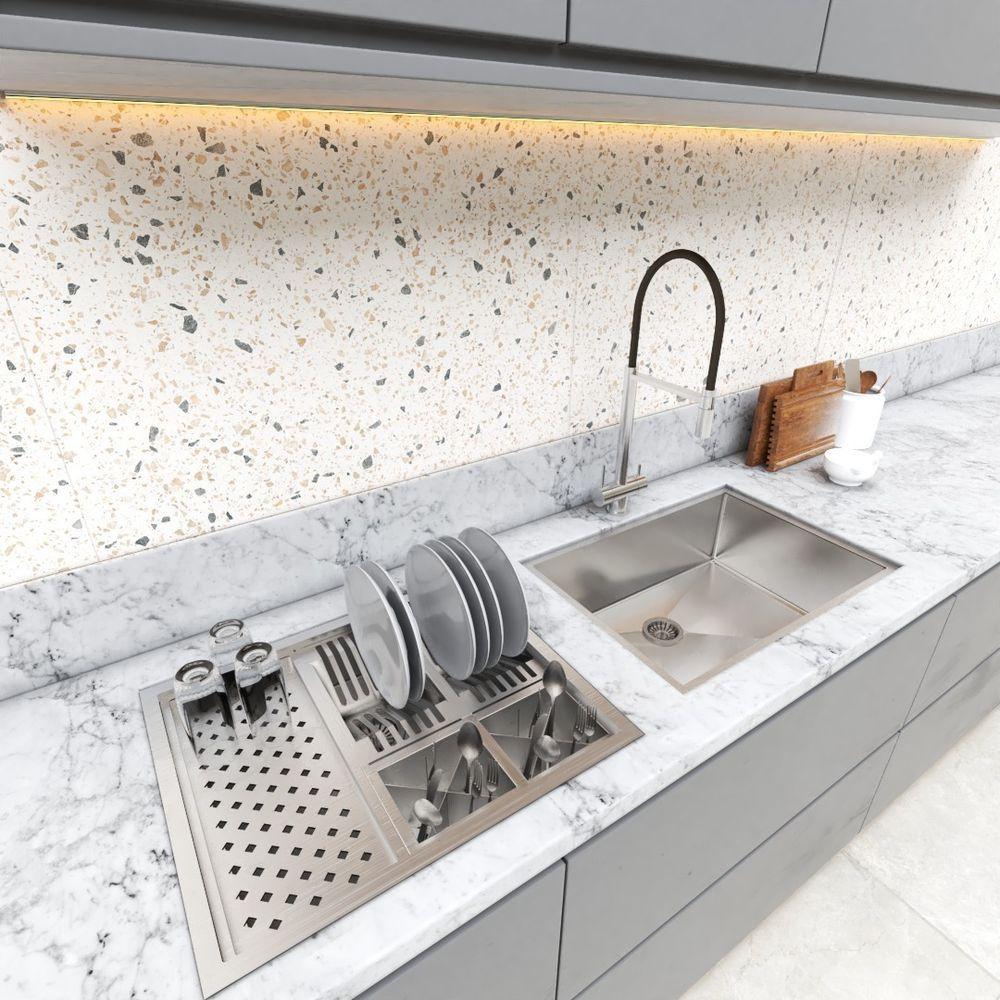 Calha P/ Cozinha Úmida Lateral Escorredor Embutido